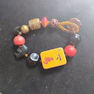 Majjong tile beaded bracelet
